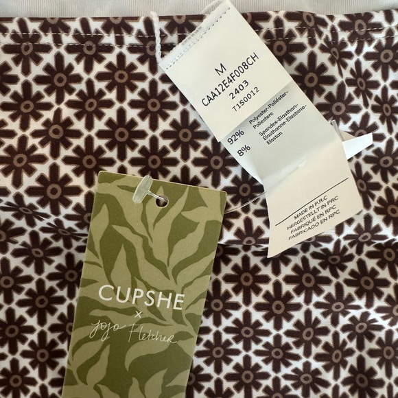 Cupshe x Joelle fletcher Brown and White Geometric onesie Swimsuit - Picture 3 of 7